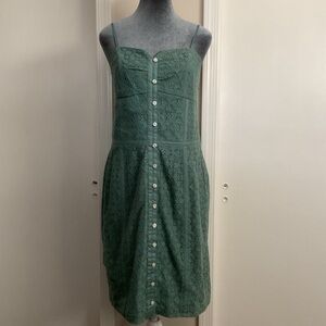 NWT BCBGMAXAZRIA Green Lace Strapless Sheath Dress 12 L Sweetheart Midi Cocktail